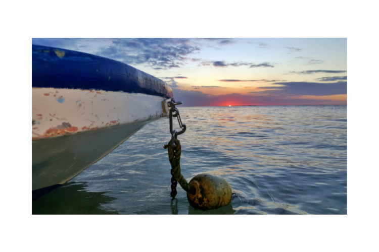 Anchored boat